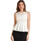 thumbnail image 1 of INSPIRE CHIC Top Peplum Sin Mangas Con Cuello Redondo Y Panel De Encaje De Malla Floral Para Mujer Blanco M, 1 of 7