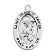 thumbnail image 2 of HMH Die Struck Hand Engraved Patron Saint Francis Xavier Oval Sterling Silver Medal for Men | Women with 20" Rhodium Plated Curb Chain packaged in Deluxe Velvet Box, 2 of 5