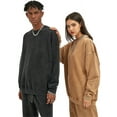 thumbnail image 5 of BEGOING Women's Plus Size Crewneck Sweatshirts Long Sleeve Midweight Casual Pullover Tops,All Gender Retro Washed Solid Color Sweatshirt Oversized Loose Fit Drop Shoulder Fashion Tee,Brown S-XL, 5 of 8