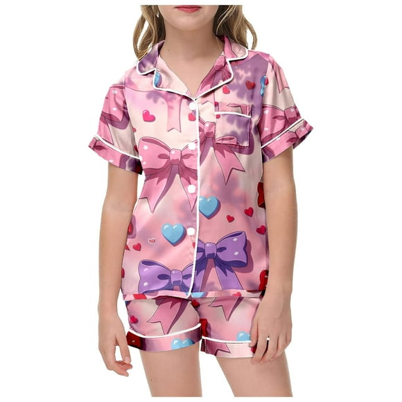 Sunnyoo Big Girls Pajama Sets Valentine's Day Sleepwear for Children,2-Piece,Sizes 3-13T
