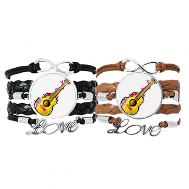 Instrument Guitar Mexicon Element Illustration Bracelet Hand Strap Leather Rope Wristband Double Set