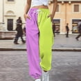 thumbnail image 2 of Womens Travel Pants Loose Breathable Color Blocking Gradient Pants Side Pockets Drawstring Leg Opening Fashion Casual Seasonal Daily Wear S Pants For Women, 2 of 4