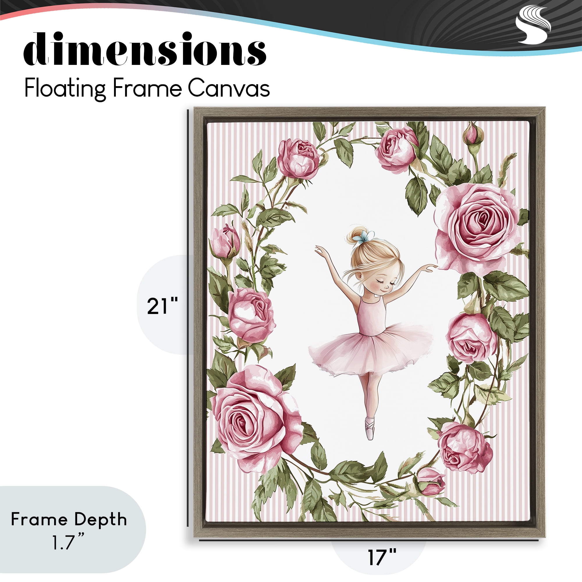 Stupell Industries Little Rose Dance Brown Framed Floater Canvas Wall Art, design by Christine Simpson Art
