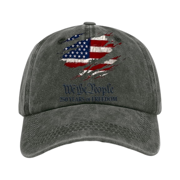 4th of July Patriotic Baseball Cap, Independence Day USA 250 Years of Freedom Distressed Washed Cotton Hat for Men and Women, Adjustable Retro Casual Sun Hat, Multi Colors 1PC