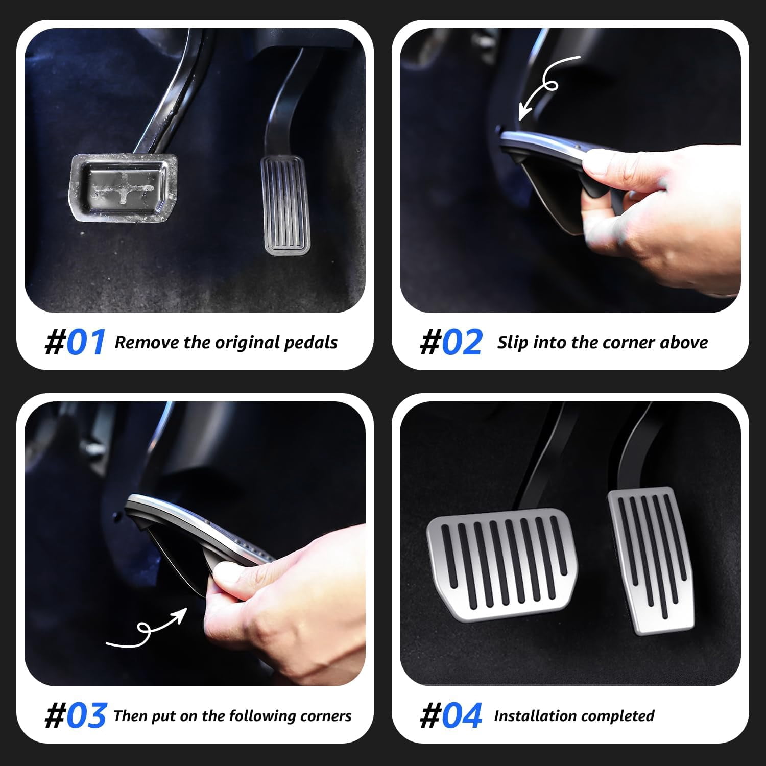 Topfit for Tesla Performance Pedal Pads Cover Foot Aluminum Non-Slip Pedals for Model Y(Juniper) Model 3(Highland) and Tesla Model 3/Y 2022+