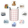 thumbnail image 3 of Lsque Pink Checkboard pattern Laundry Hamper Basket, Tall Woven Rope Hamper Basket for Clothes, Lightweight Storage Basket, Collapsible Waterproof-Small, 3 of 8