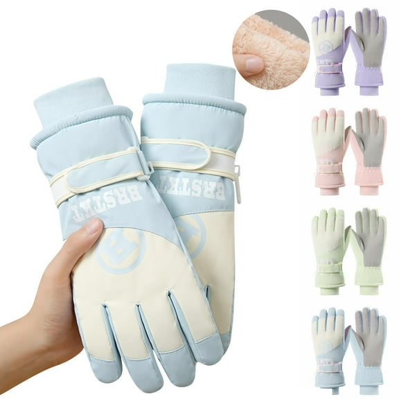 Hellosay Winter Ski Snow Warm Gloves Women Thermal Warm Winter Gloves Fleece Lined Touch Screen Gloves Waterproof Christmas Gifts Blue