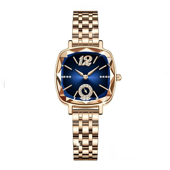 DESIGNICE Women Quartz Watches Wrist Chain Strap Square Watch Easy Read Dial Office Ladies Fashion Dress Up Adjustable Stainless Steel Blue