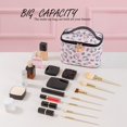 thumbnail image 2 of Bolsa de maquillaje AmbeAlla, grande, rosa, con soporte para brochas, 2 of 7
