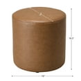thumbnail image 4 of KINWELL Modern Faux Leather Round Upholstered Ottoman, Multi-Functional Sofa Footrest, Side Table, Extra Seating for Living Room, Bedroom (Camel, 18" D x 18" W x 18.3" H), 4 of 11
