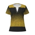 thumbnail image 2 of Uemuo Gold Glitter Gradient Drawing Women's Deep V-Neck Low Cut Tops - Casual Loose Fit with Stainless Steel Loop, Soft, Breathable, Perfect for Office, Travel, and Daily Wear-Small, 2 of 5