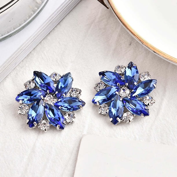 2x Clips de imitación extraíbles. Joyería Decoración Boda Hebilla Diamante para Sandalias , Azul Macarena Parche de zapatos de novia de bricolaje