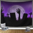 thumbnail image 1 of Tapiz de Zombie con monstruos detrás de la puerta de madera, tapiz de Halloween, decoración colgante de pared de fantasía de miedo para dormitorio, sala de estar y dormitorio, 1 of 4