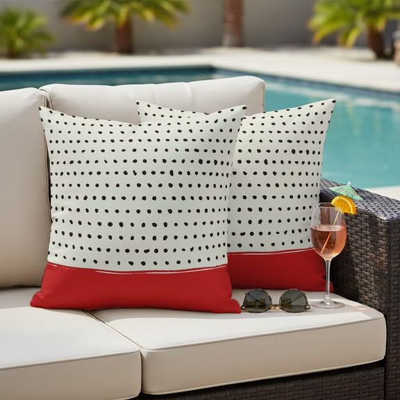 Abstract Black Polka Dot Outdoor Pillow Covers 24x24 Inch Throw Pillow Covers Set of 2 Waterproof Decorative Pillow Cases Modern Farmhouse Sage Green Red Cushion Covers for Patio Furniture Garden