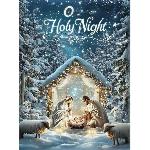 Jesus Nativity Diamond Art Kits for Adults-Christmas Jesus Born 5D Diamond Painting Kits for Adults Beginners,DIY Full Drill Diamonds Christian Gem Art Kits for Gift and Home Decoration(12x16 inch)