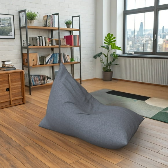 Covers & all Pivot Shape Bean Bag Chair with Back Support, Olefin Fabric for Indoor or Outdoor Seating - Gray (XL, 60 L × 43 W × 43 H inch)(Beans not included)