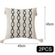 thumbnail image 2 of Fundas de almohada de 18 x 18, juego de 2, fundas de almohada de estilo rústico con borlas y textura de rayas, fundas de almohada neutras, 2 of 5