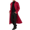 thumbnail image 4 of Abrigo de invierno para hombres Inspire Chic, abrigo de doble botonadura con solapa de muesca, color sólido, burdeos, 4 of 7