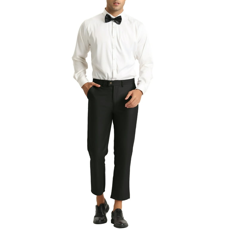 Lars Amadeus Men's Ankle Length Dress Pants Business Slim Fit Flat