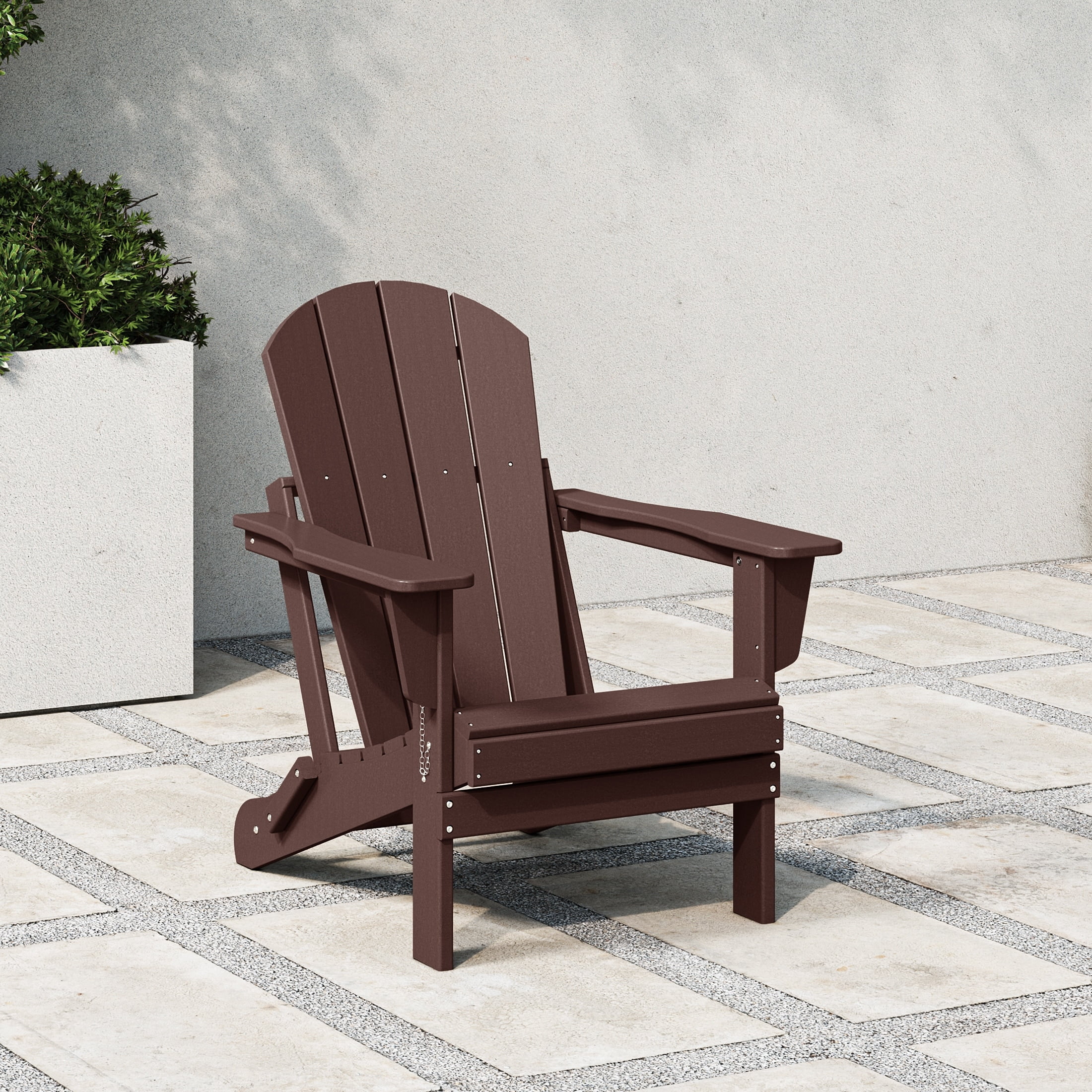 Polytrends  Laguna Fade Resistant All Weather Outdoor Patio Folding Adirondack Chair Dark Brown Poly Synthetic Fiber,Plastic
