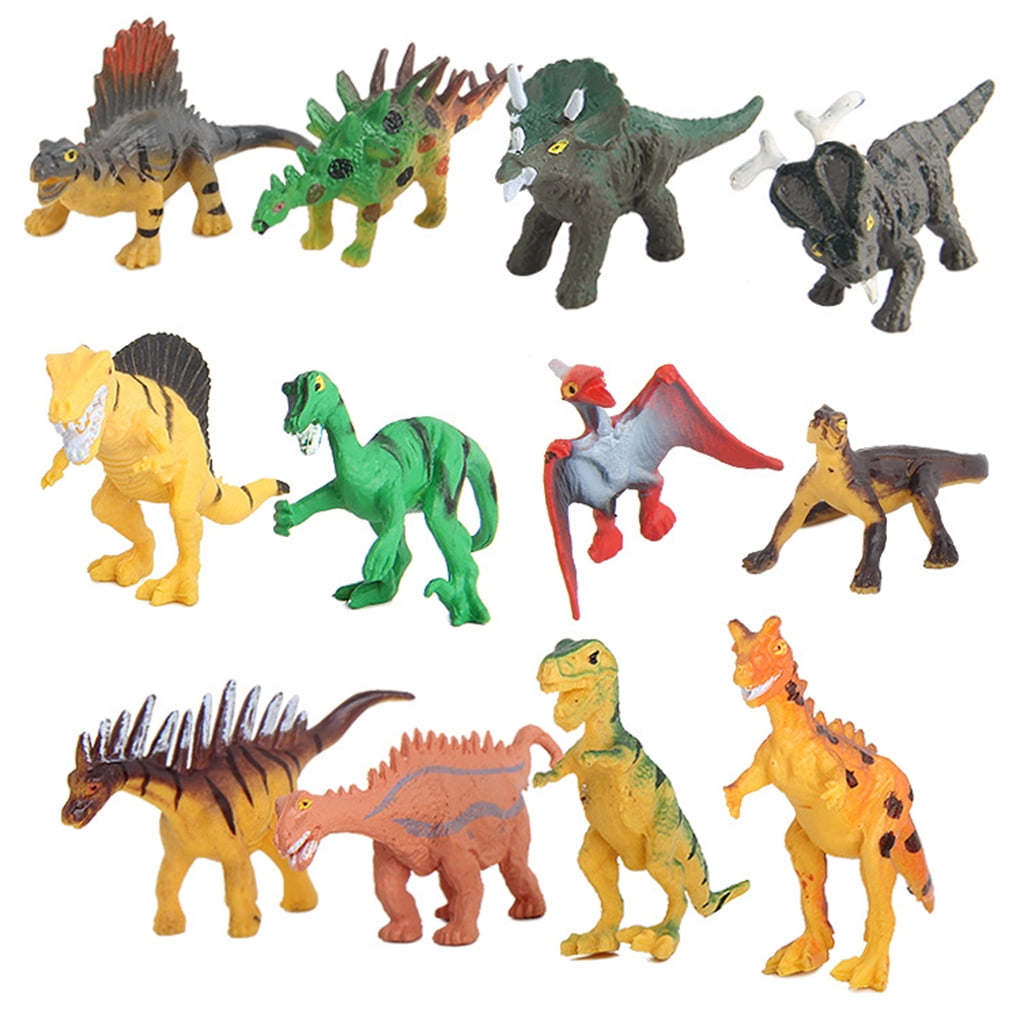 12Pcs Lifelike Mini Luminous Dinosaur Figure Model Toys Gift Durable for Kids 