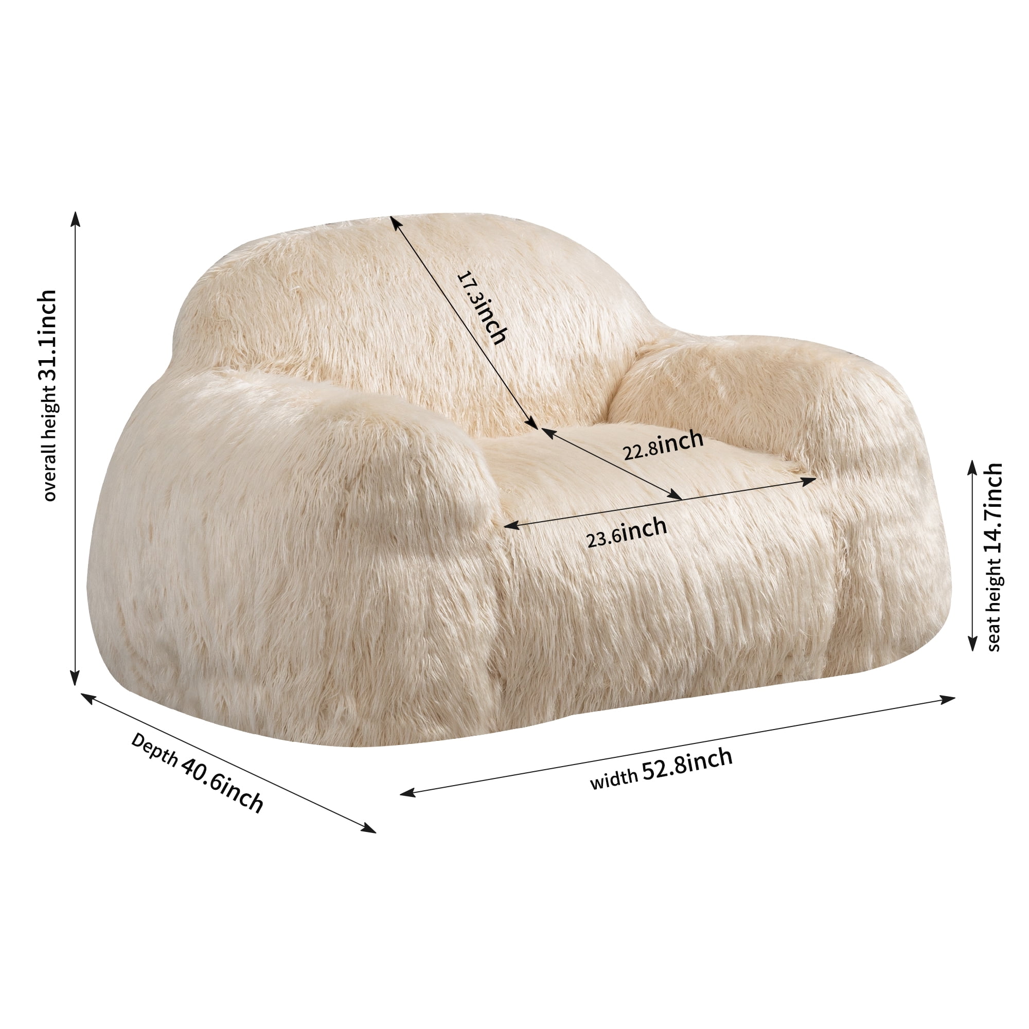 Bean Bag Chair Lazy Sofa Bean Bag Chair Adult, Teen High Density Foam Padded Modern Accent Chair Comfortable Living Room, Bedroom Chair, Beige