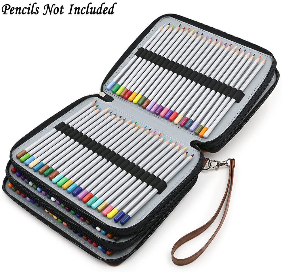 NEW 160 Slot PU Leather Wrap Case For Colored Pencil Comestic Stationery F880 