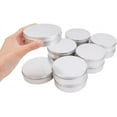 thumbnail image 3 of 5-Ounce 12 Pack Screw Top Round Steel Tin Cans Aluminum Metal Tin Flat Storage Container for DIY Beauty Cosmetics Candle Travel Tins or Storage Survival Kit, 3 of 8