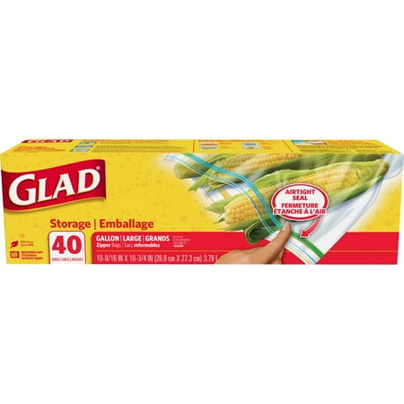 Custom Plastic Bags - Glad Zipper Food Storage Plastic Bags - Gallon - 40 ct