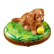 Chocolate Labrador Dog Lab Limoges Box Porcelain Figurine