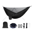 thumbnail image 2 of Camping Hammock with /, Hammock Tree Straps, Carabiners, Rope, Black, 2 of 10