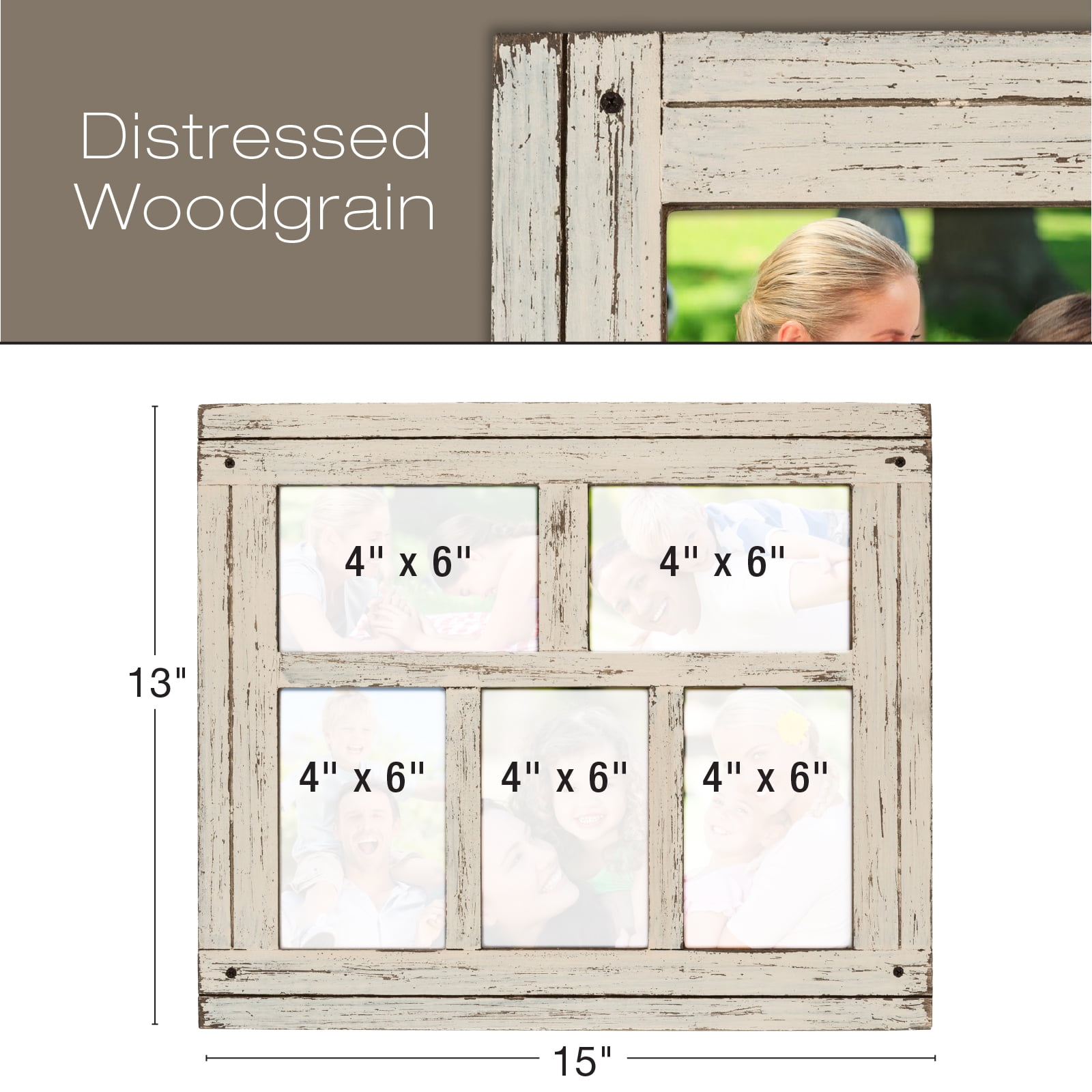 4x6 Picture Frame Distressed Wood Holds a 4x6 Photo Gray and White