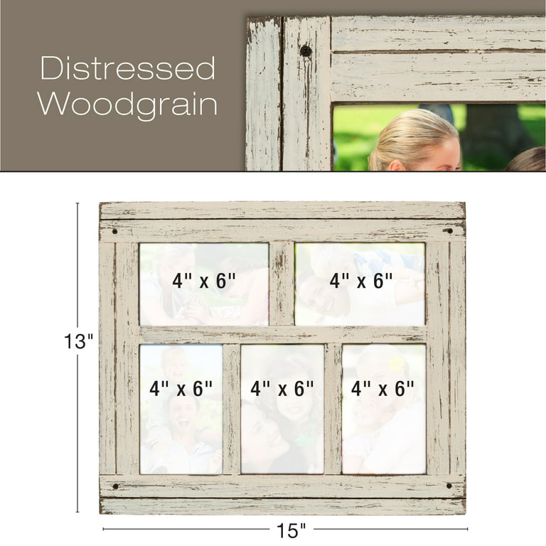 LimesunsFire Rustic Picture Frames Solid Wood White Display Pictures 4x6  with Mat Wall Mounting or Tabletop Distressed Photo Frame for HD Acrylic