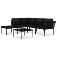 thumbnail image 4 of vidaXL 6 Piece Patio Lounge Set with Cushions Black PVC, 4 of 11