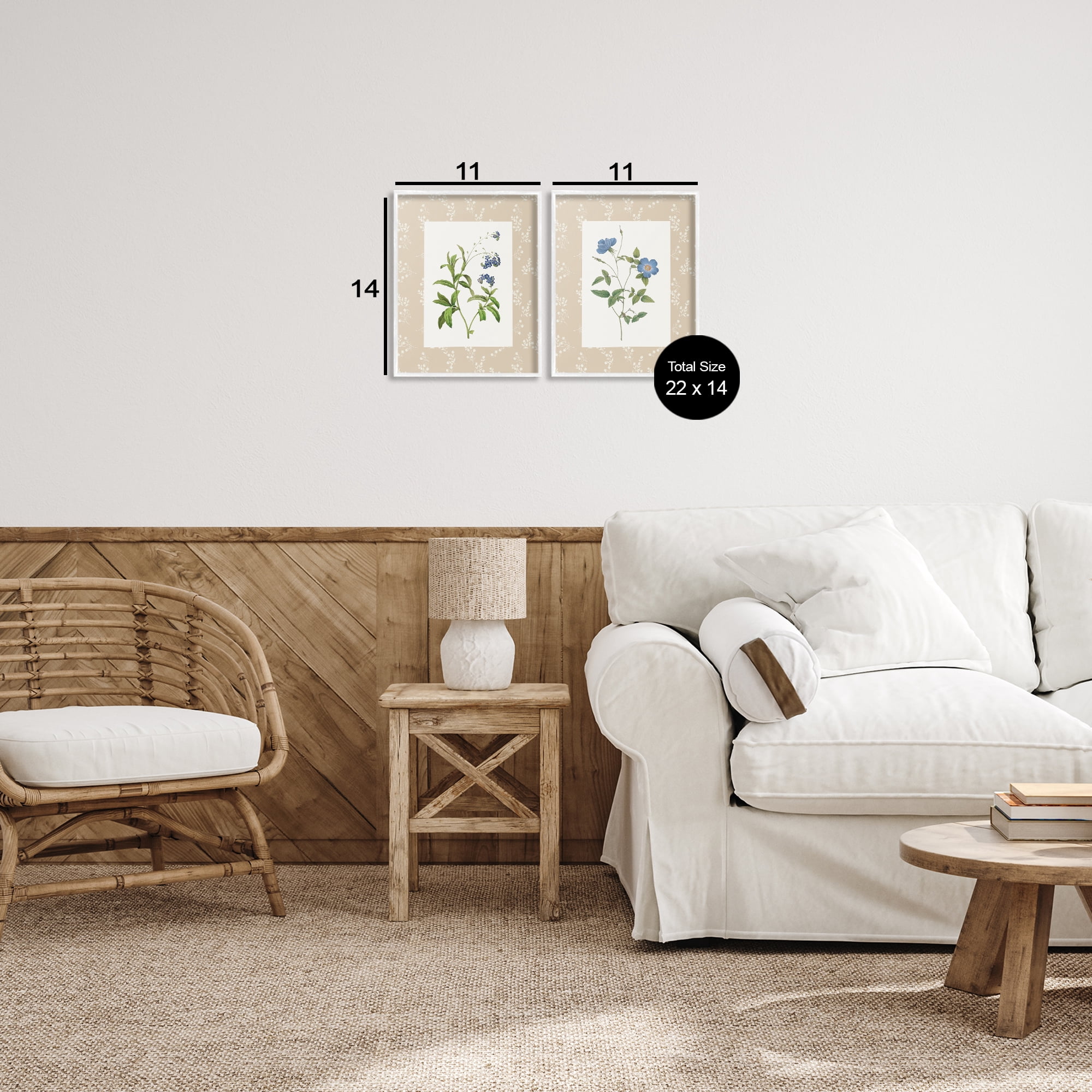 Stupell Industries Herbs on Beige Botanicals 2 Piece White Framed Giclee Art Set, design by Val Rhodes