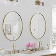 thumbnail image 4 of Open Box Modern 20x28In Oval Wall Hanging Bathroom Vanity Mirror, Gold, 4 of 9
