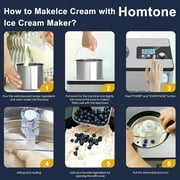 Homtone Ice Cream Maker No pre-Freezing Automatic Machine 2.1 Quart w/ Built-in Compressor & LCD Timer Gelato in 30-60 min