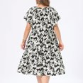 thumbnail image 3 of GRACE & GRANDEUR Women's Plus Size Easter Floral Print Dress Button Decor Notch Neck Ruffle Sleeve Tiered Flowy Midi Summer Holiday A Line Dresses with Pockets 4X Black, 3 of 6