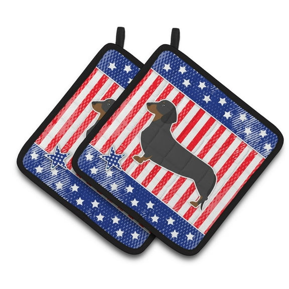 Carolines Treasures BB3282PTHD Patriotic Dachshund Pair of Pot Holders , 7.5HX7.5W, multicolor
