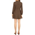 thumbnail image 3 of INSPIRE CHIC Women's Gingham Print Ruffle Mock Neck Button Down Long Sleeves Dresses XL Brown, 3 of 8