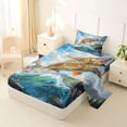 thumbnail image 2 of Feelyou Pike Fish Wildlife Twin Sheet Sets for Men Women, Sky Wave Landscape Mountain Lake Bedding, Blue Green, 3-Piece, 2 of 5