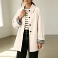 thumbnail image 5 of TGSLY Women's Button Down Trench Coat Casual Collared Long Sleeve Jacket with Plaid Lining Loose Solid Color Mid‑Length Outerwear with Pockets S, 5 of 8