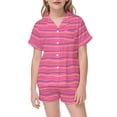 thumbnail image 1 of Pyjama pour Filles en Satin Doux à Rayures Ensemble de Pyjama Décontracté pour Confort Quotidien et Jeu, 1 of 3