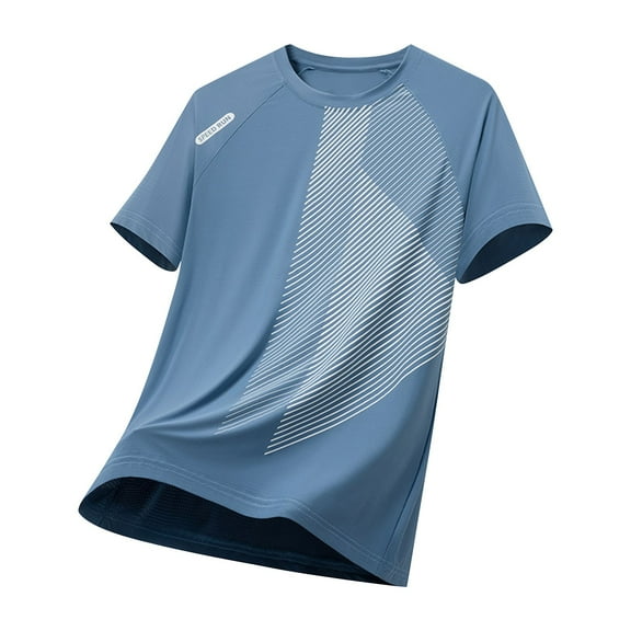 WRKEKC Mens Short Sleeve Casual Shirts Summer Mesh Lightweight Sport Sweatshirt Loose Round Neck Quick-Dry Shirt for Training