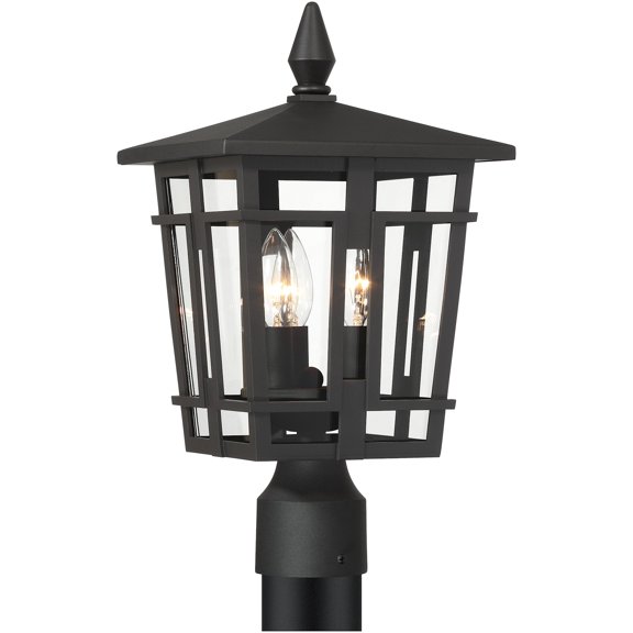 The Great Outdoors 77905 Fieldstone 3 Light 17" Tall Post Light - Sand Coal Black
