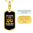 thumbnail image 3 of We Are Satisfied In Him Stainless Steel or 18k Gold Premium Swivel Dog Tag Keychain, 3 of 10