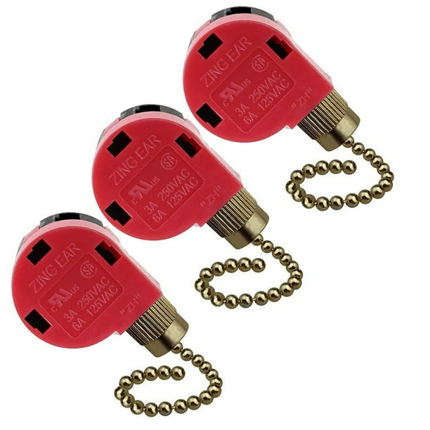 3PC Ceiling Fan Switch 3 Speed 4 Wire ZE268S6 Fan Pull Chain Switch