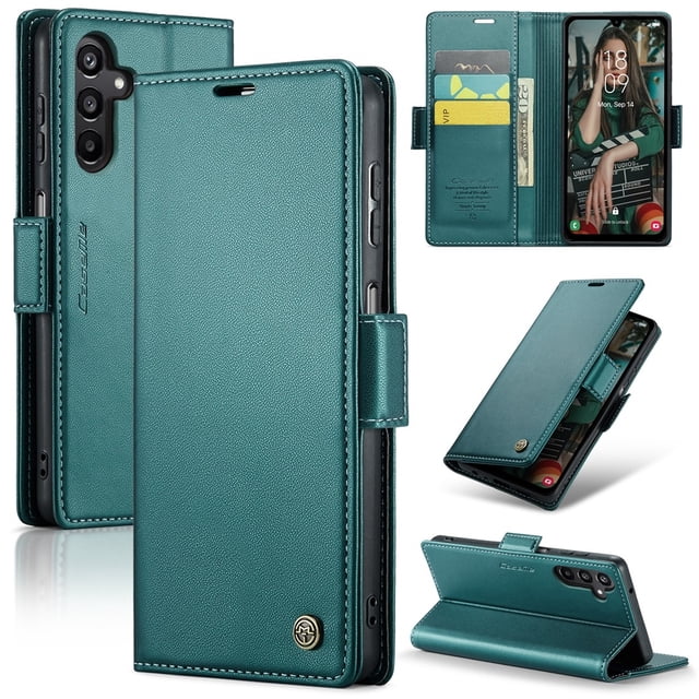 CaseMe Funda de Cuero para Samsung Galaxy A15 con Bloqueo RFID, para Samsung Galaxy A15, Funda para Mujer y Hombre, Tarjetero con Cierre Magnético, Funda Tipo Folio para Samsung Galaxy A15 Pulgadas