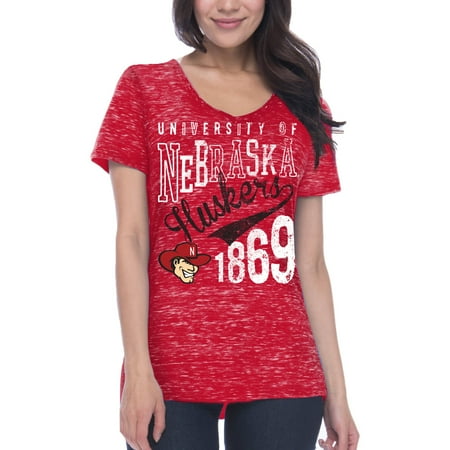 Nebraska Cornhuskers Ncaa Beverage - NCAA Nebraska Cornhuskers Women's Junior Fit Short Sleeve V Neck T-shirt