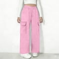 thumbnail image 6 of NAISIBABY Girls Sweatpants, with Multi-Pockets Straight Leg Elastic Waist Casual Cargo Athletic Pants Pink 14T, 6 of 6